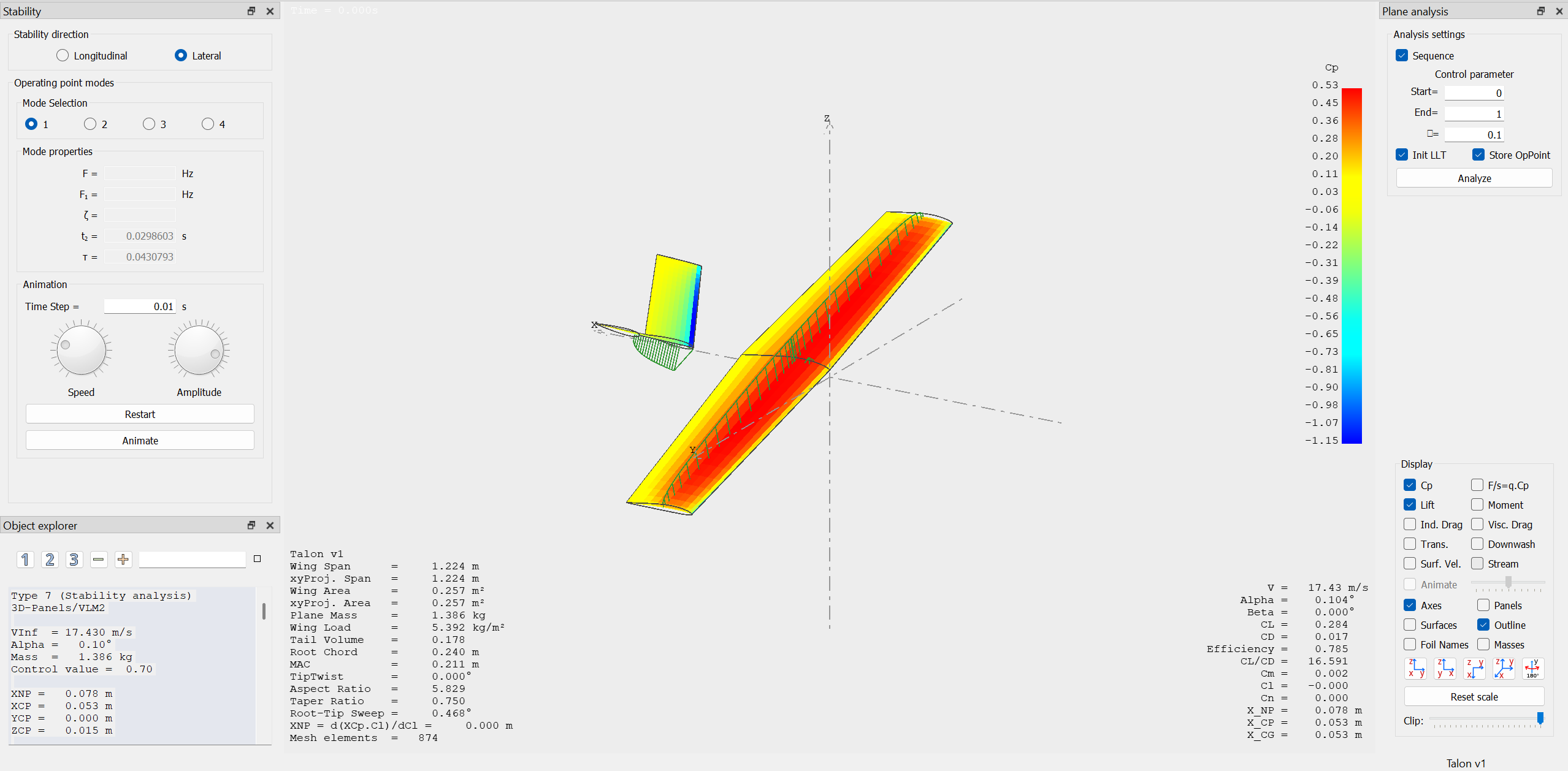 XFLR5 stability analysis chart